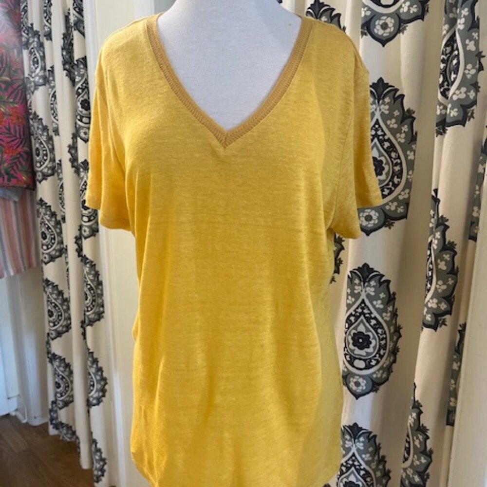 Charlie B Short Sleeve Linen Top